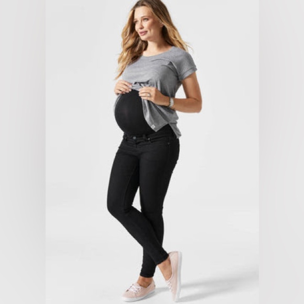 Blanqi black maternity jeans with a belly support panel
